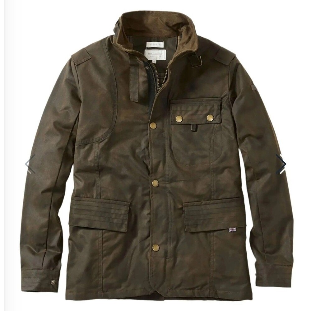 Men's Peregrine British Waxed Coated Jacket Olive Green Medium M